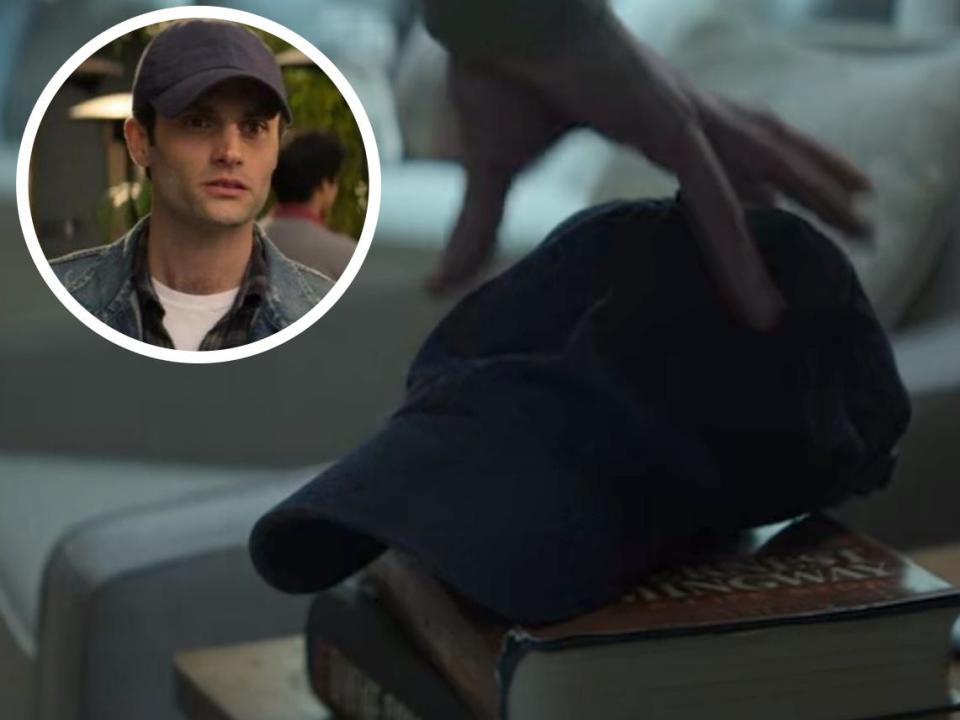 Joe grabbing his hat during season three with an image of Joe wearing the hat during season two in the corner of the image