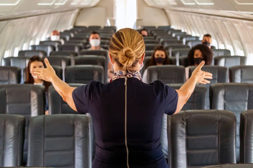 Flight attendant stock image