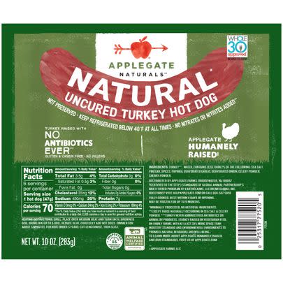 A healthy turkey option: Applegate Natural Uncured Turkey Hot Dog