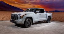 <p>Toyota hasn't shared images of the base SR model, but imagine a work truck with few niceties. The next step up is the SR5 (pictured here), which is only available with the 389-hp twin-turbocharged 3.4-liter V-6. This example is finished in Lunar Rock, a color previously available only on the TRD Pro, and it's equipped with the TRD Sport package (exclusive to the SR5) that adds 20-inch black TRD wheels, a TRD grille, a lowered suspension, and a TRD shifter. </p>