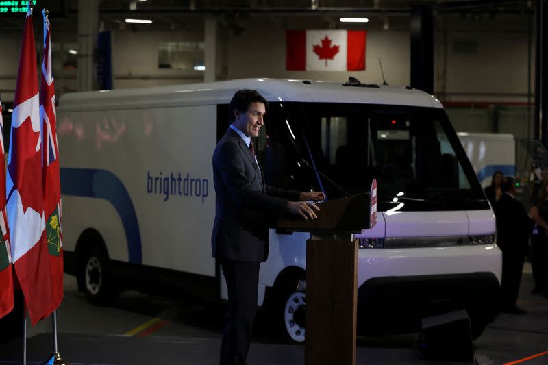 Opening of automaker General Motors (GM) Brightdrop unit's CAMI EV Assembly, in Ingersoll