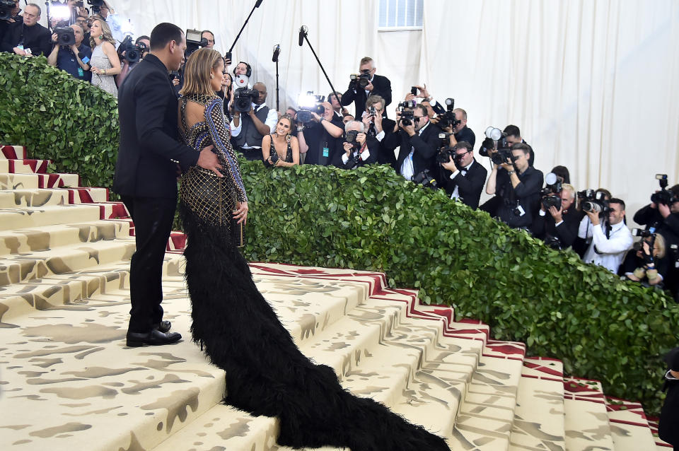 Alex Rodriguez and Jennifer Lopez in Balmain