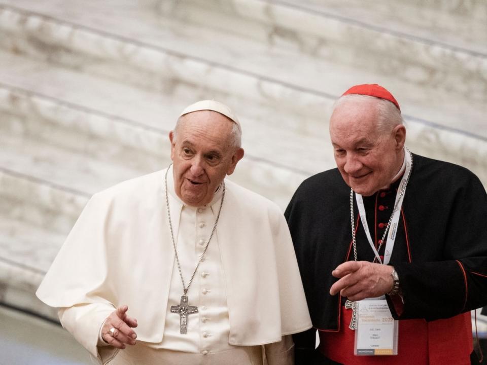 Cardinal Marc Ouellet, right, meets with the Pope on a weekly basis as part of his functions in the Vatican. (Tiziana Fabi/AFP/Getty Images - image credit)