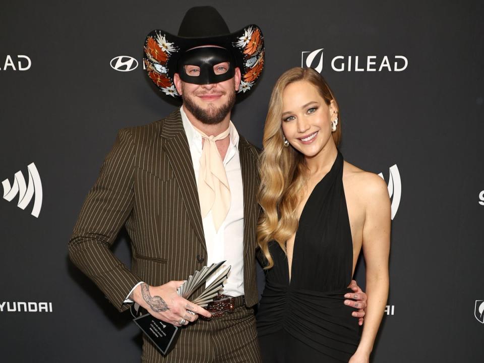 Orville Peck and Jennifer Lawrence attend the 35th Annual GLAAD Media Awards (Getty Images for GLAAD)