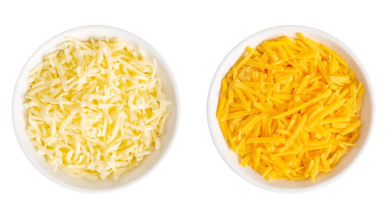 white and orange shredded cheese