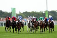 <p>Daniel Tudhope riding Lord Glitters won the Queen Anne Stakes at Ascot Racecourse on June 18, 2019.</p>