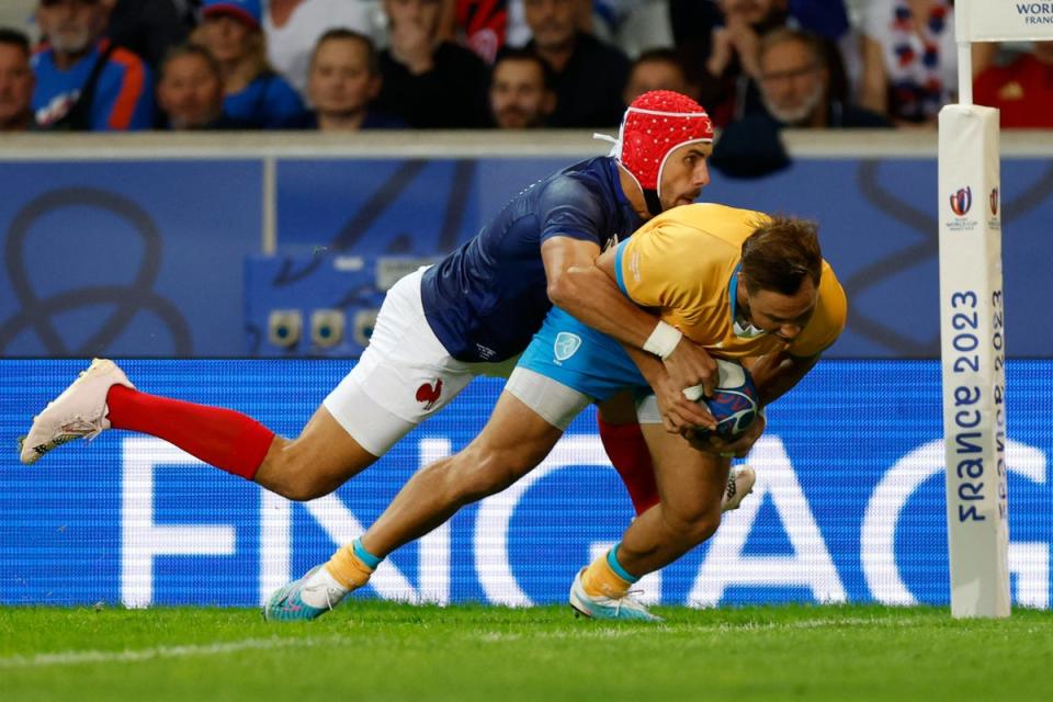 Nicolas Freitas’s early try gave France a huge scare (REUTERS)