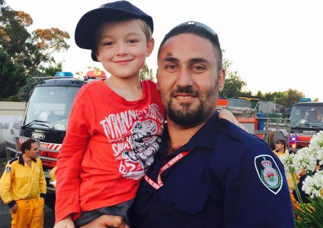 The six-year-old got to meet some of the firefighters after his kind gesture. Photo: Facebook, Horsley Park Rural Fire Brigade.