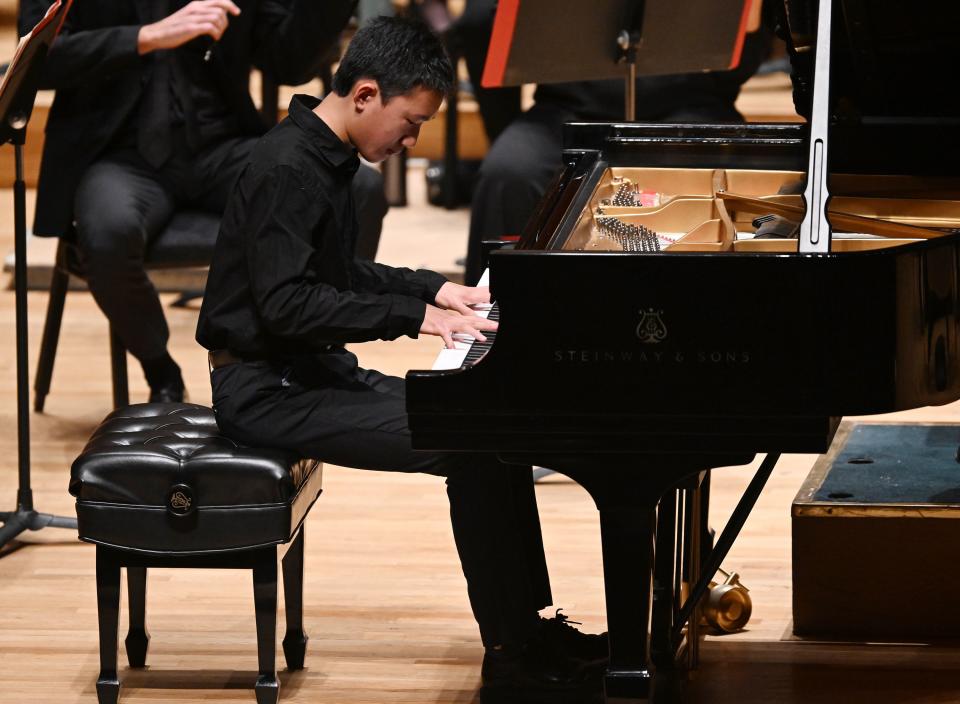 Alvin Gao plays the piano during the Salute to Youth concert at Abravanel Hall in Salt Lake City on Wednesday, Nov. 22, 2023. | Scott G Winterton, Deseret News