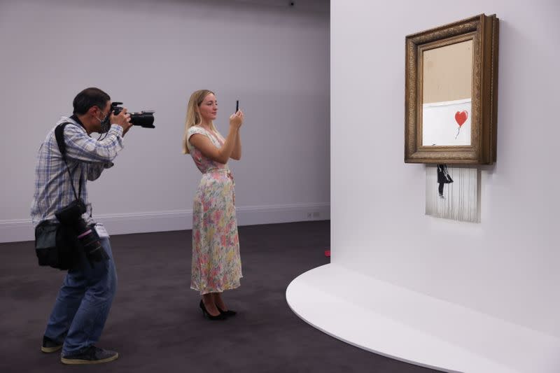 Banksy's 'Love is in the Bin' photocall at Sotheby's