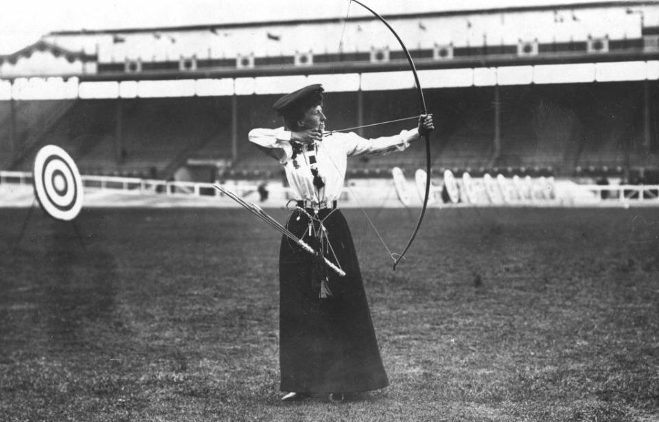WINNER OF THE LADIES "NATIONAL ROUND" ARCHERY AT THE LONDON OLYMPIC GAMES, MISS QUEENIE NEWALL