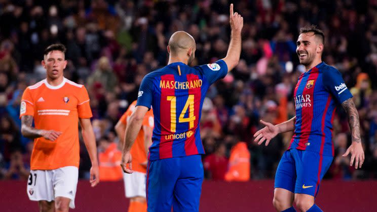 Former Liverpool and Barcelona great Javier Mascherano went nine years and 319 games without scoring a single goal. His penalty in Barcelona's 7-1 win over Osasuna was just his second-ever league goal in 14 seasons.