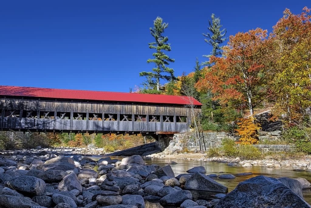 Albany Covered Bridge spanning the Swift River in New Hampshire.
