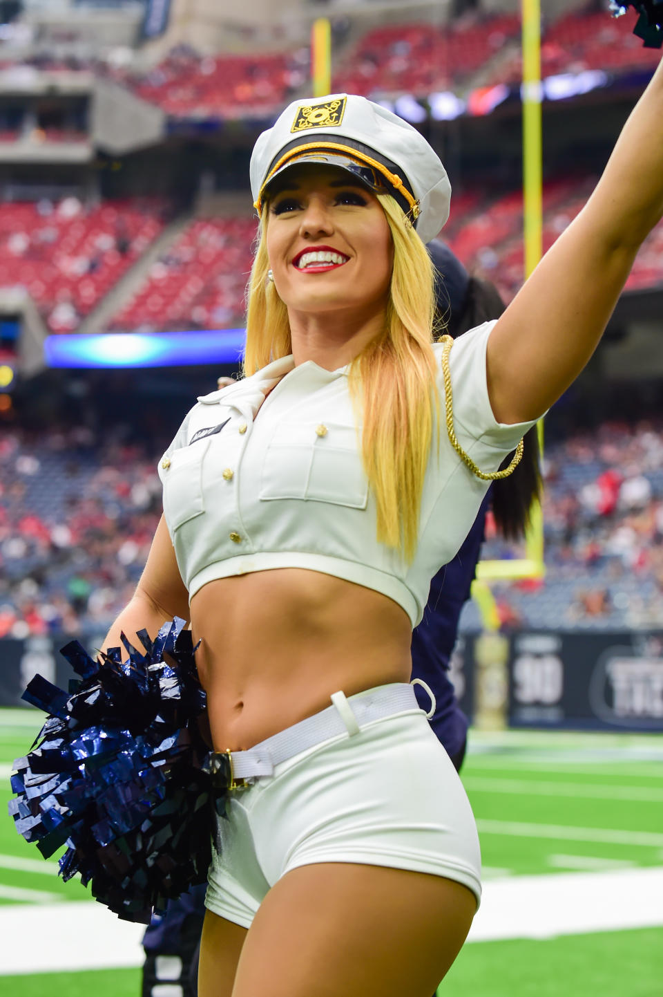 <p>The Houston Texans cheerleaders rev up the crowd in a salute to service during the football game between the Indianapolis Colts and the Houston Texans on November 5, 2017 at NRG Stadium in Houston, Texas. (Photo by Ken Murray/Icon Sportswire) </p>