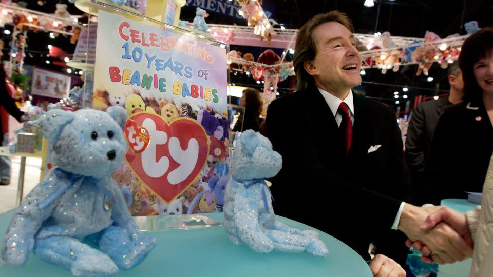 Ty Warner celebrates the 10th anniversary of Beanie Babies at the American International Toy Fair in New York City in 2003. - Chris Hondros/Getty Images