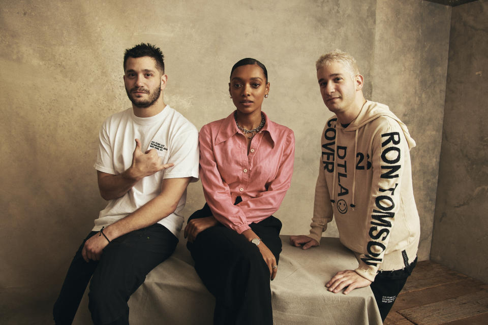 AUSTIN, TX - MARCH 11: Michael Philippou, Sophie Wilde and Danny Philippou of 'Talk to Me' pose for a portrait at SxSW Film Festival on March 11, 2023 in Austin, Texas. (Photo by Robby Klein/Getty Images)