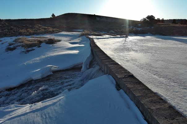 The Panguitch Lake Dam was found with a large crack that prompted city officials to announce a “Level 2 Emergency Situation.” (Courtesy of the Department of Public Safety)