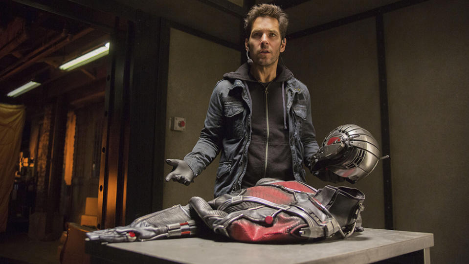 No Merchandising. Editorial Use Only. No Book Cover Usage.Mandatory Credit: Photo by Zade Rosenthal/Marvel Studios/Walt Disney Studios/Kobal/REX/Shutterstock (5886224ad)Paul RuddAnt-Man - 2015Director: Peyton ReedMarvel Studios/Walt Disney StudiosUSAScene StillScifiAnt Man / AntmanAnt-Man