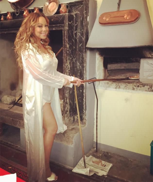 Mariah cooking pizza in her Lake Como villa. Photo: Mariah Carey Instagram