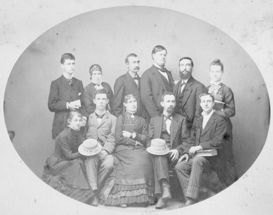 Drury College graduated its first class in 1875 but the earliest known portrait of a graduating class is this one from 1880.