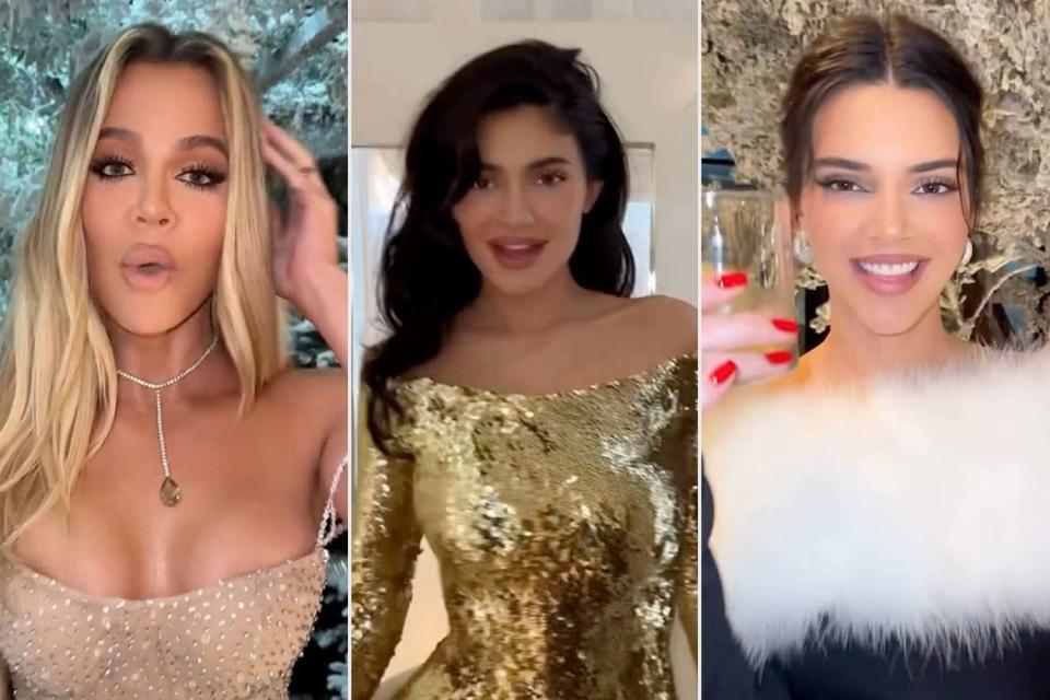 <p>Kylie Jenner/Tiktok</p> From left: Khloé Kardashian, Kylie Jenner and Kendall Jenner singing Ariana Grande