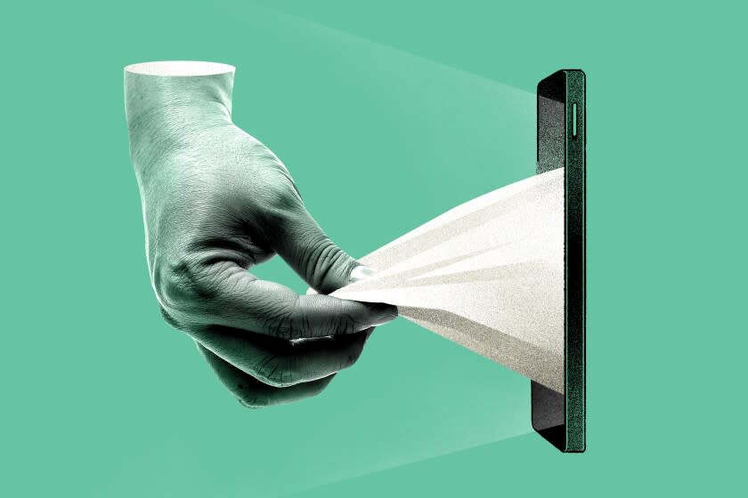 photo illustration of a hand pulling a pocket liner out from a phone.