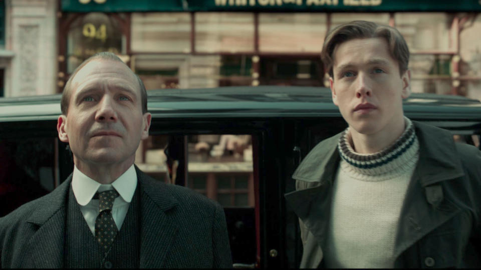 Ralph Fiennes and Harris Dickinson in The King’s Man