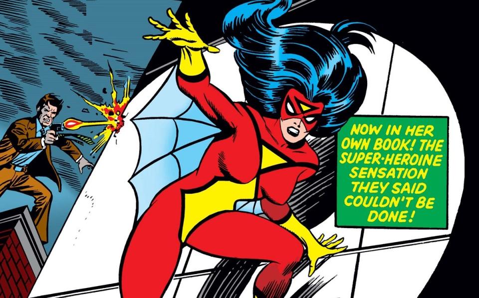 Jessica Drew striking a pose on the cover of 1978's Spider-Woman #1.