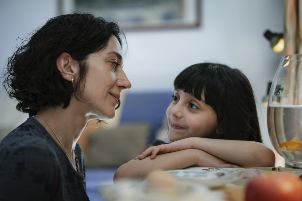 This image released by Sony Pictures Classics shows Zar Amir Ebrahimi, left, and Selina Zahednia in a scene from "Shayda." (Jane Zhang/Sony Pictures Classics via AP)