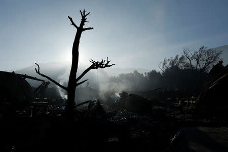 Burned mobile homes are seen at the Monserate Country Club after the Lilac Fire, a fast moving wildfire, swept through their community in Bonsall, California, U.S., December 8, 2017. REUTERS/Mike Blake