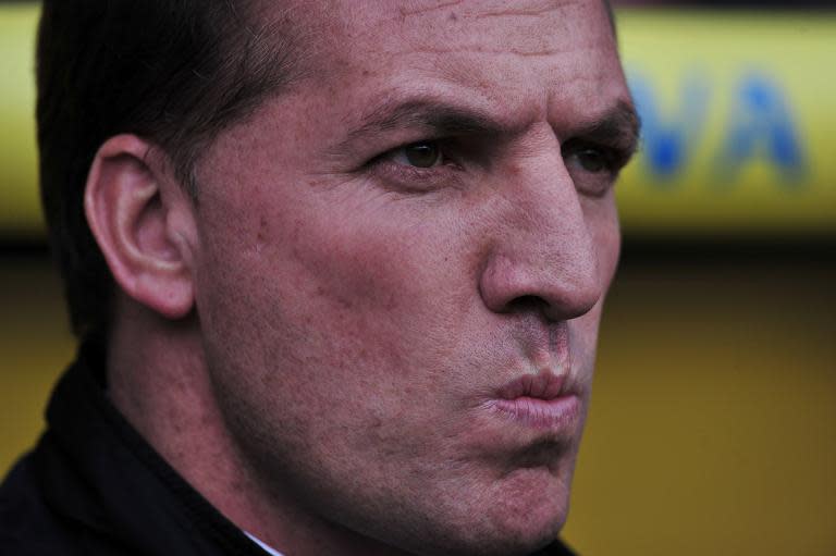 Liverpool's manager Brendan Rodgers looks on ahead of an English Premier League football match on April 20, 2014