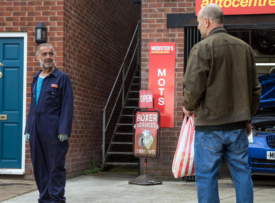 FROM ITV

STRICT EMBARGO - No Use Before  Tuesday 21st September  2021

Coronation Street - Ep 10445

Friday 1st October 2021 - 2nd Ep 

Having learned of Kevin Websterâ€™s [MICHAEL LE VELL] attempts to wreck Coreyâ€™s reputation at County, Stefan Brent [PAUL OPACIC] calls at the garage to warn him off.  Seeing the strain his palâ€™s under, Tim Metcalfe [JOE DUTTINE] urges him to forget about justice for Abi and focus on his life with Jack.

Picture contact David.crook@itv.com

Photographer Danielle Baguley

This photograph is (C) ITV Plc and can only be reproduced for editorial purposes directly in connection with the programme or event mentioned above, or ITV plc. Once made available by ITV plc Picture Desk, this photograph can be reproduced once only up until the transmission [TX] date and no reproduction fee will be charged. Any subsequent usage may incur a fee. This photograph must not be manipulated [excluding basic cropping] in a manner which alters the visual appearance of the person photographed deemed detrimental or inappropriate by ITV plc Picture Desk. This photograph must not be syndicated to any other company, publication or website, or permanently archived, without the express written permission of ITV Picture Desk. Full Terms and conditions are available on  www.itv.com/presscentre/itvpictures/terms