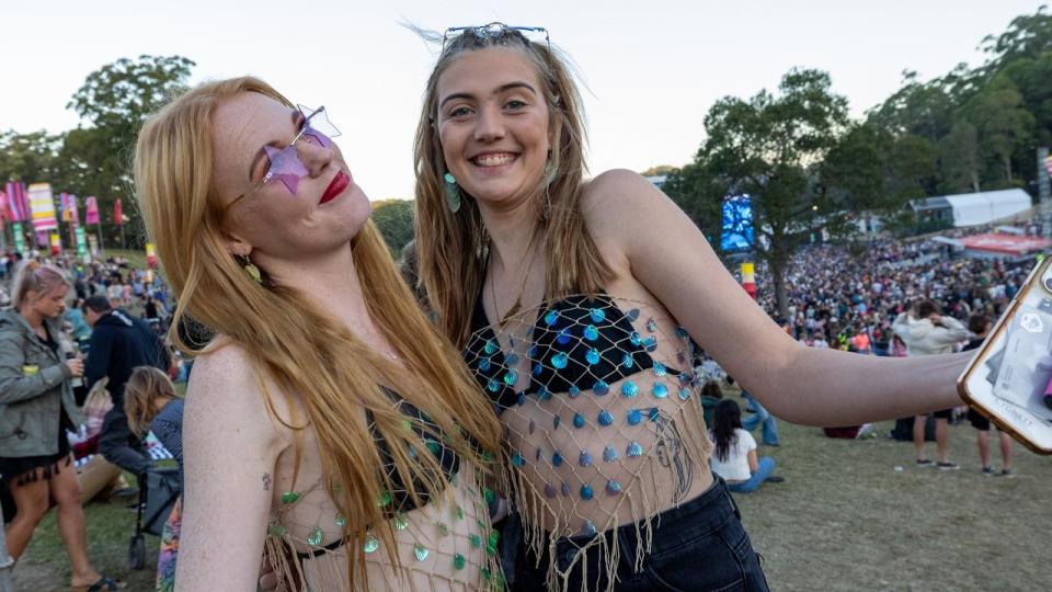 Two women chose a mermaid inspired look for the weekend. Picture: NCA Newswire/Danielle Smith