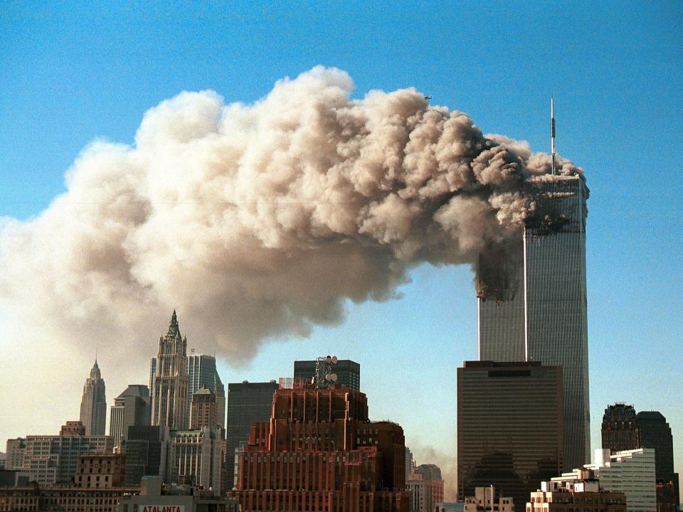 the twin towers smoking on 9/11