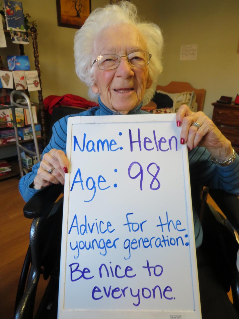 療養院「10位奶奶爺爺」的人生建言。（圖片來源：FB@Wheatland Manor）