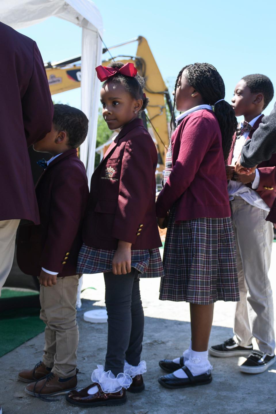 Beulah Grove Baptist Church's Kingdom Kids Preparatory School students perform during the groundbreaking ceremony for The Lenox, located at 1016 Laney Walker Blvd., on Thursday, April 25, 2024. Named after the historic Lenox Theater, the building will house 64 apartments.