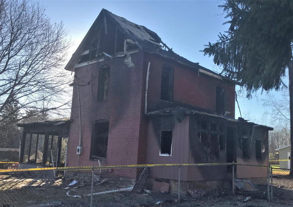 Two people died when this house at 127 Bensley St. in Sayre caught fire Sunday, Nov. 6, 2022.