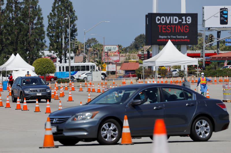 Drive-through coronavirus testing center in California