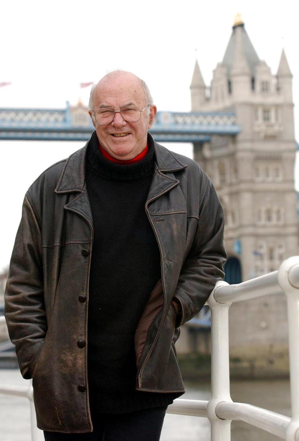 Clive James outside his home in Bermondsey, London.