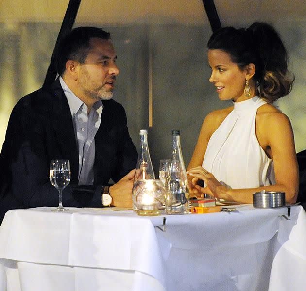 Kate and David enjoying dinner. Source: Splash