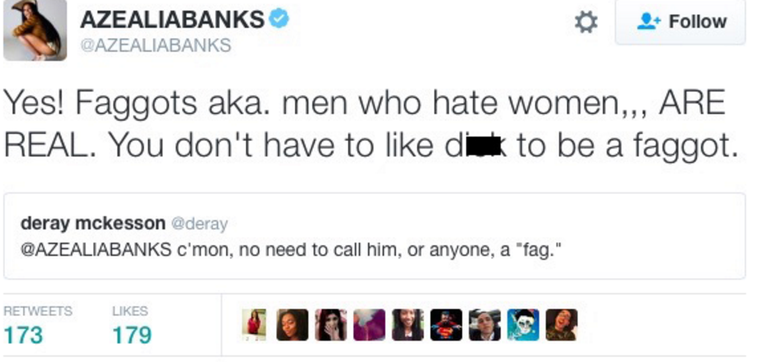 Azealia Banks defends use of 'f*ggot': Society needs to stop