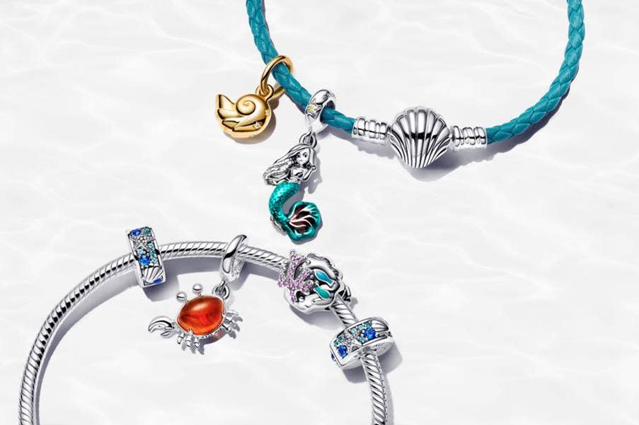 Pandora bracelets and charms featuring The Little Mermaid.