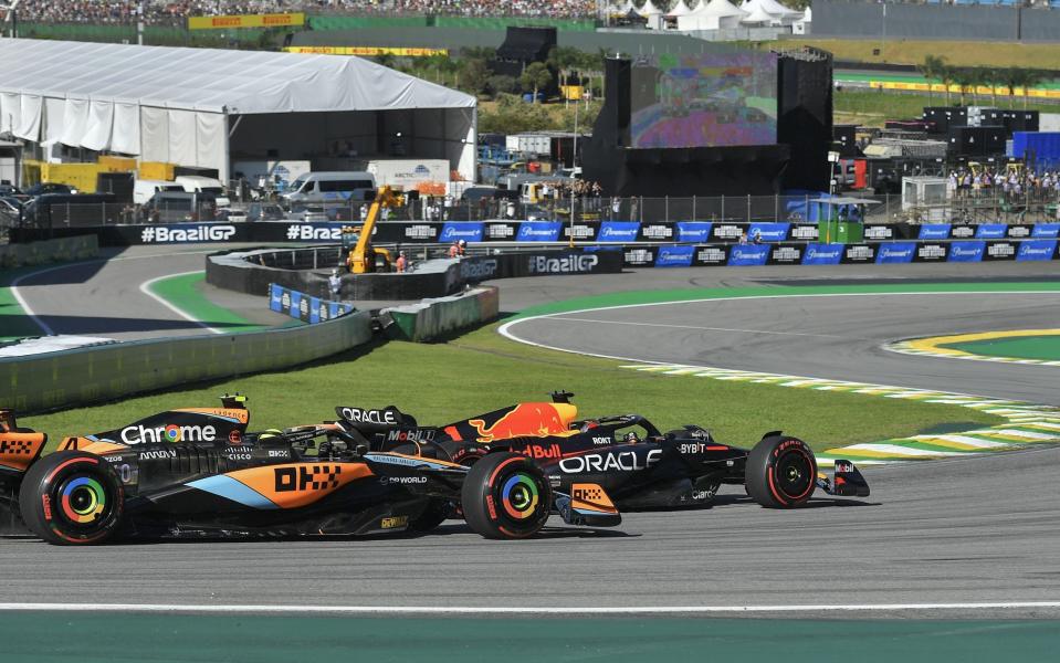 Max Verstappen battles Orlando Norris in sprint race at the Brazilian GP