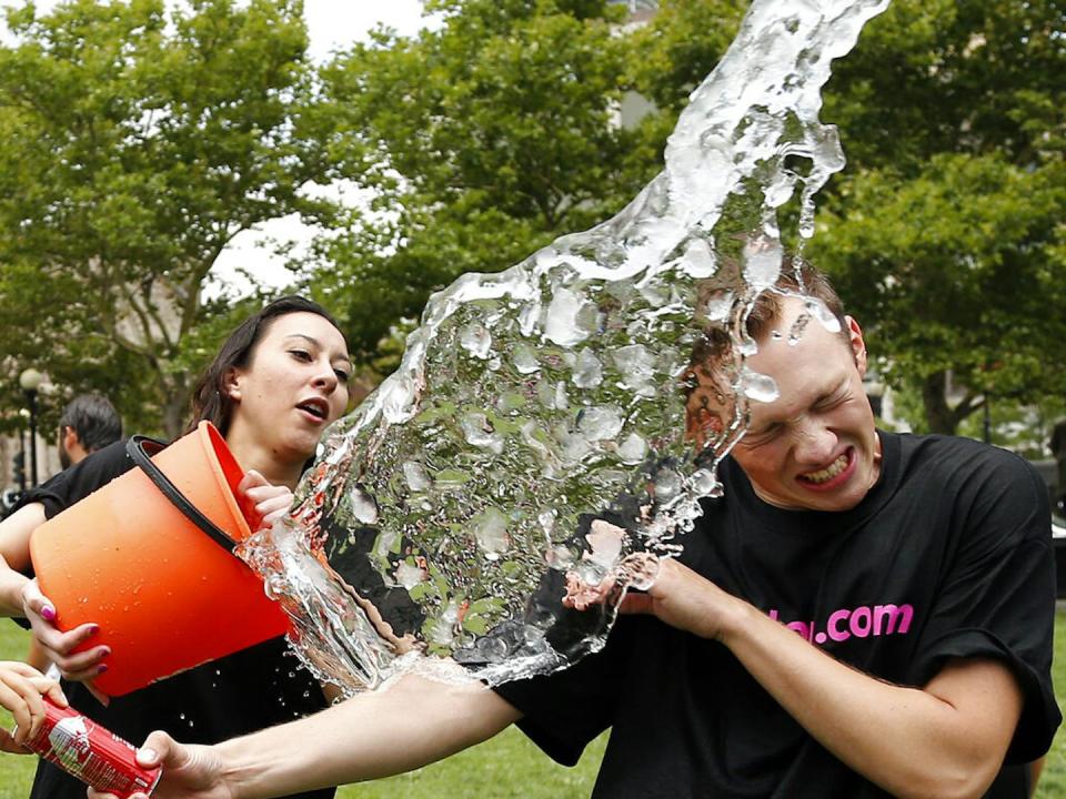 The viral ALS ice bucket challenge in 2014 was a fundraising success. <a href="https://newsroom.ap.org/detail/IceBucketChallenge/4dd78b9ab4044aef8a09a6f7d688b168" rel="nofollow noopener" target="_blank" data-ylk="slk:Elise Amendola/AP Photo;elm:context_link;itc:0;sec:content-canvas" class="link ">Elise Amendola/AP Photo</a>