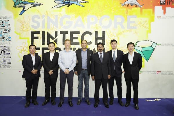 From left to right - Poh Teck Tan EVP GTR Ventures, John Khaw CEO Lucidity Digital Pte Ltd, Rupert Sayer CEO GTR Ventures, Sopnendu Mohanty Chief Fintech Officer Monetary Authority of Singapore,Fazley Azhar Director of iLoan Sri Lanka, Ningwa Lau Co-Founder iLoan Sri Lanka, Kelvin Tan CIO GTR Ventures