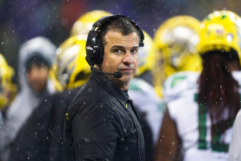 Mario Cristobal, on the sideline for Oregon's game at Washington last month, will be the highest paid coach in Miami Hurricanes history.