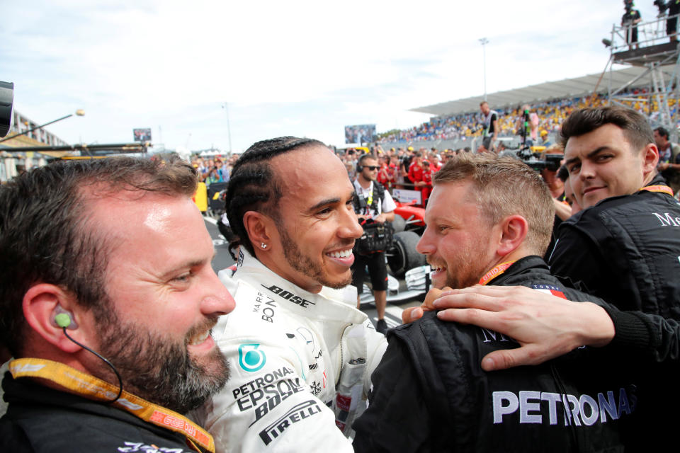 Formula One F1 - French Grand Prix - Circuit Paul Ricard, Le Castellet, France - June 23, 2019       Mercedes' Lewis Hamilton celebrates winning the race   REUTERS/Jean-Paul Pelissier