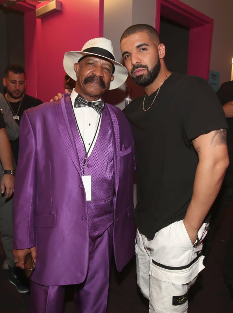 Drake and his dad, Dennis Graham, attend the 2017 Billboard Music Awards.