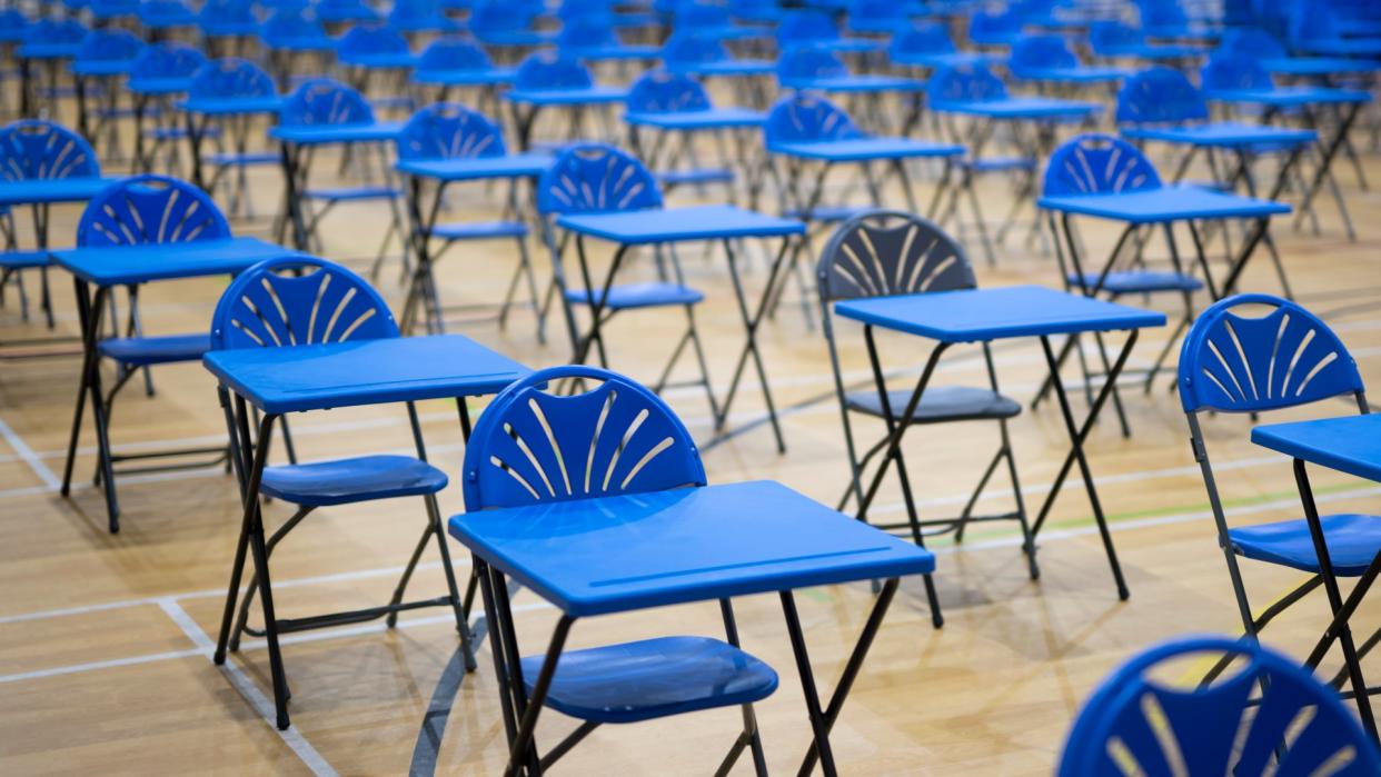  An empty exam hall in Wales, November 2022. 