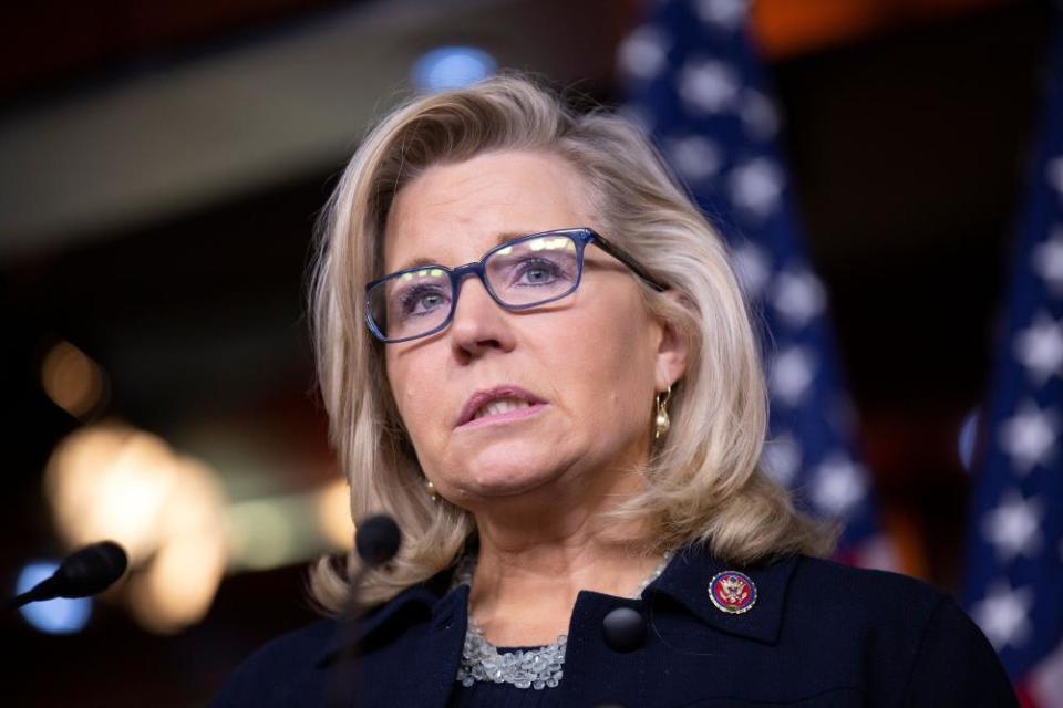 Liz Cheney speaks on Capitol Hill in Washington DC on 14 January.